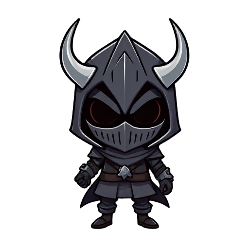 faça um personagem com a mascara estilo hollow knight feita de folhas e que usa uma adaga de madeira