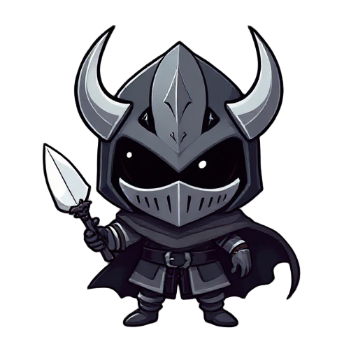 faça um personagem estilo hollow knight com uma adaga de madeira com uma mascara de folhas