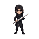  create character with black outfit and sword in hand