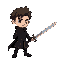  create character with black outfit and sword in hand