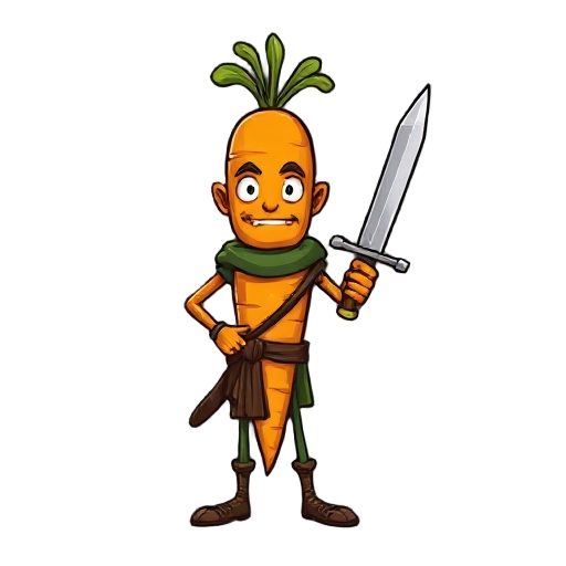 generate a carrot man and with sword 