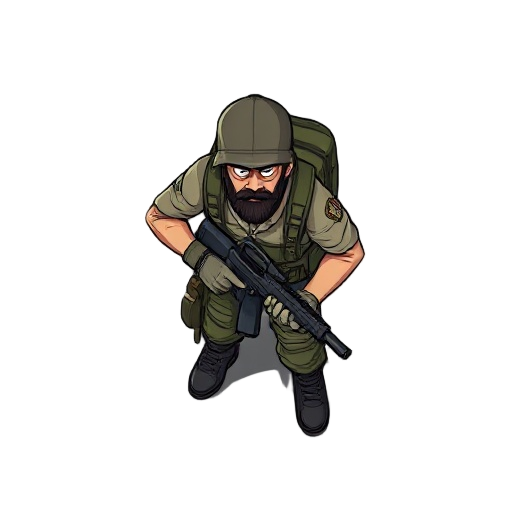 top down apocalypse survivor with assault rifle