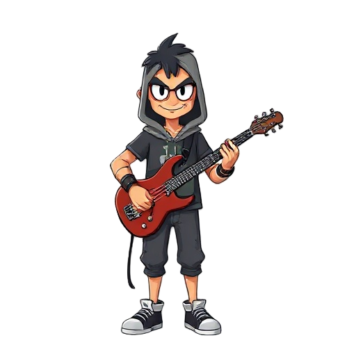 crie um lenhador bombado que faz academia podem em vez de machado ele usa uma guitarra na mao e com roupa de lenhador