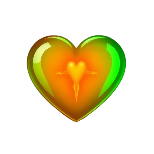 healing heart glowing green red