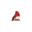 red bird on the side 8-bit pixel art style.