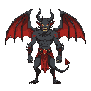 demon with wings, otherworldly and interdimensional, scary in appearance