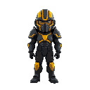 soldier wiht black and yellow armor