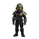 soldier wiht black and yellow armor