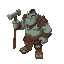 a large orc standing with a sledgehammer