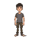 male character with crayon style textures
