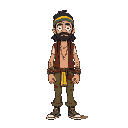 hippie male character with crayon style textures