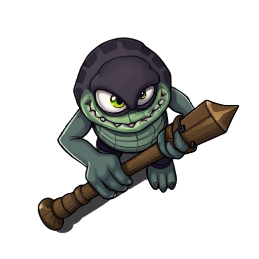 one-eyed cyclop gripping heavy wooden club