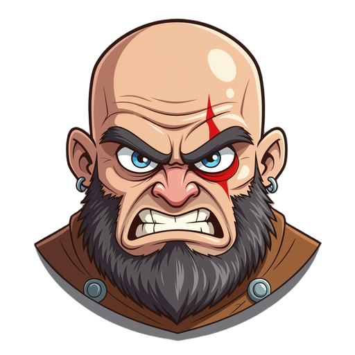angry bald one-eyed cyclop portrait