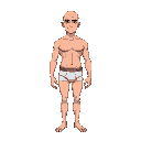 bald male,underwear,barefoot
