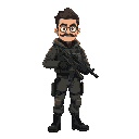 a man wearing tactical gear with a striking pose 