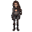  a dystopian young adult female, with long brown hair