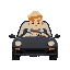 blonde guy with white hoodie driving in a black car 