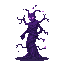 purple vine-like stand with thorny tendrils wrapping around the user. glowing purple aura, faint humanoid face with glowing eyes appears when used. spiritual, wild, and ghostly.