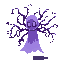 ghostly stand made of purple thorny vines with no body. only a faint, glowing purple face appears within the vines—no limbs, no torso—just swirling, ethereal energy and thorns.