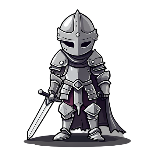 make a young knight with a cheap sword and armor, with a darkfantasy style