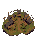 worldspace, medieval village, stardew valley inspired, dark gothic, grim dark, farmable area, no buildings