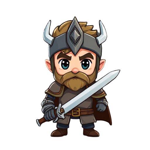 a warrior with armor and sword in 16-bit style