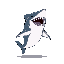a jumping shark with mouth wide open. 