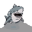 a jumping shark with mouth wide open. 