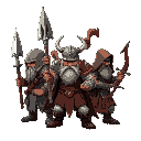 i need an orc fantasy army.the sprite sheet must have: 1 swordsman 1 spearman 1 archer 1 mage