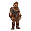 um homem sobrevivente com mochila e roupa meio casaco e calça e bota e cabelo grande e barba em rpg pixel arte 
