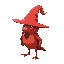 a red robin who is a wizard with a huge hat 