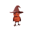 a red robin who is a wizard with a huge hat 