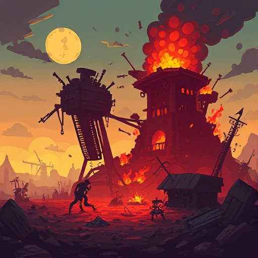 pixelated devastated apocalyptic scenario 