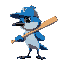 blue jay bird with basseball capp and baseball bat