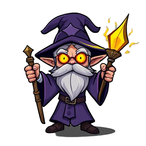 corruptedwizard with a hand scepter and flying eyes