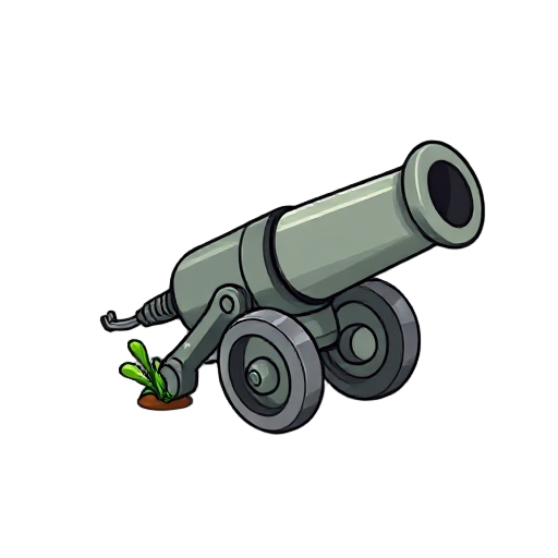 a cannon in the style of the game plants vs zombies
