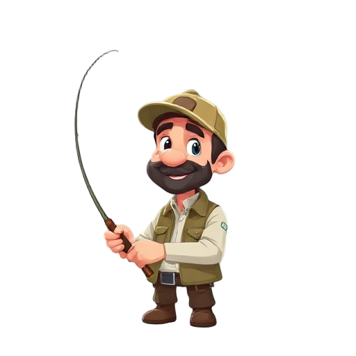 a fisherman casts his fishing rod