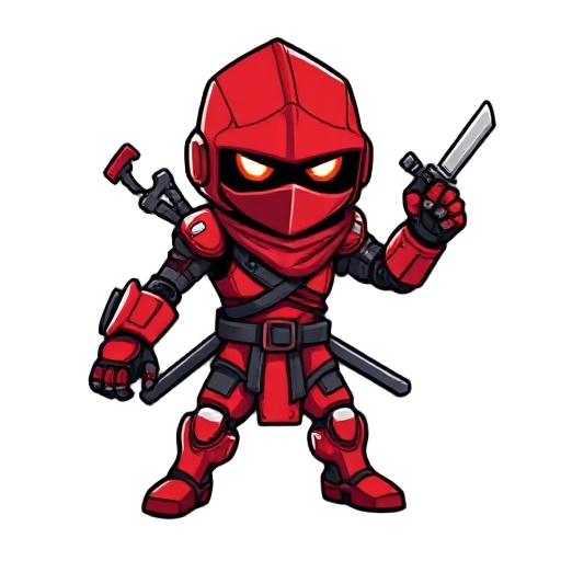 red cyborg ninja as a sprite for a 2d platformer.