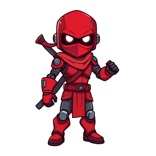 red cyborg ninja as a sprite for a 2d platformer.