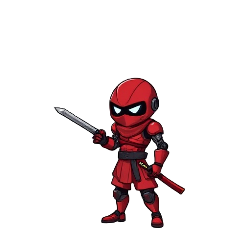 red cyborg ninja as a sprite for a 2d platformer.
