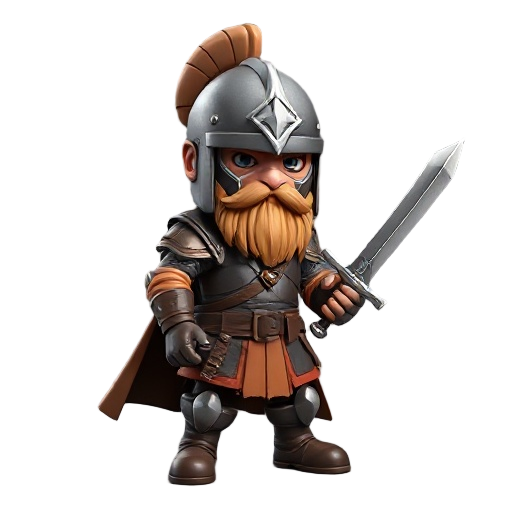 miniatura esculpida de um guerreiro com aparência de inseto, semelhante a um besouro antropomorfizado. a figura está equipada com uma espada curta na mão direita e um escudo de madeira