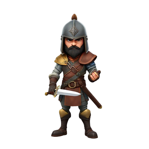 miniatura esculpida de um guerreiro com aparência de inseto, semelhante a um besouro antropomorfizado. a figura está equipada com uma espada curta na mão direita e um escudo de madeira