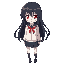 japanese schoolgirl with long black hair and red eyes