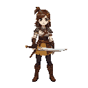 a female warrior with a sword