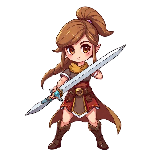 a female warrior holding a sword