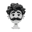 curly hairs guy with mustaches, black and white