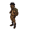 african male adventurer with a backpack, with short locs, boots, gloves