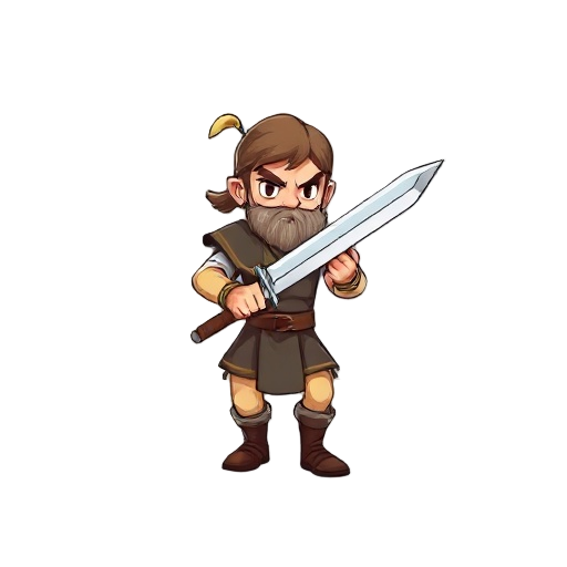 generate sprite of a warrior with sword, with animations idle, run, attack, jump, fall. dash