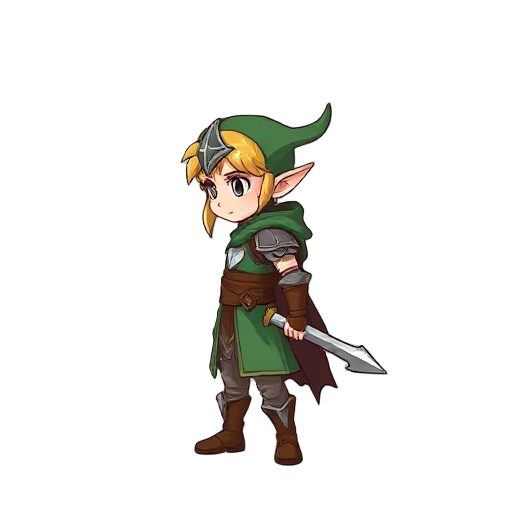 chibi fantasy elf warrior side view