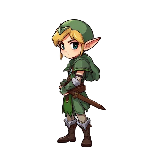 chibi fantasy elf warrior side view